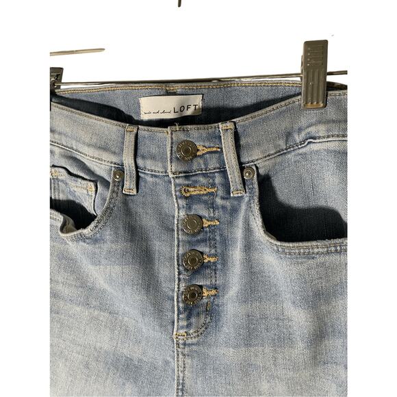 The Kick Crop Loft High Waisted SZ 4 Women's Medium Wash Straight Leg Jeans - Picture 3 of 6